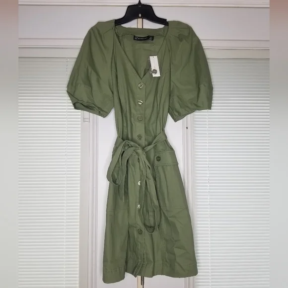 new york and company cotton dress New York & Company | Dresses | Nwt New York Company Cotton Puff Sleeve  Buttoned Dress